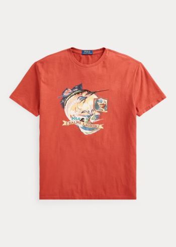 Ralph Lauren Classic Fit Graphic T-Shirt Červené | UEOeavxt