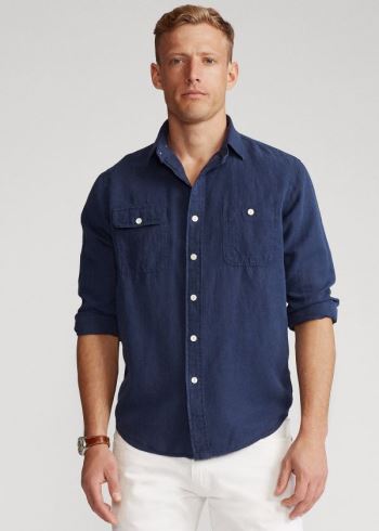 Ralph Lauren Classic Fit Herringbone Shirt Tmavě Blankyt | i1IkQ0hA