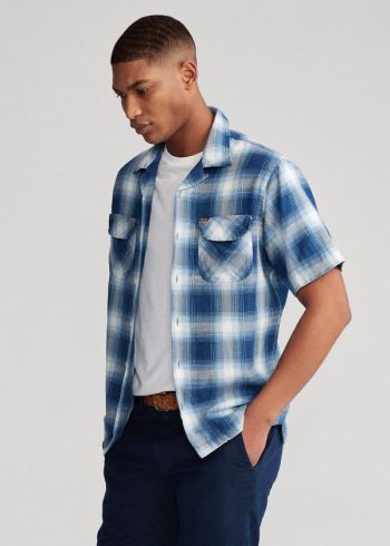 Ralph Lauren Classic Fit Indigo Plaid Shirt Světle Indigo | czSptjvx