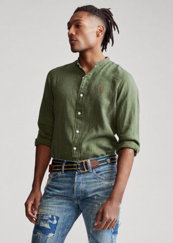 Ralph Lauren Classic Fit Linen Shirt Olivy Zelené | zLXWlIQT