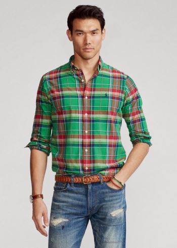 Ralph Lauren Classic Fit Madras Shirt Zelene Červené Viacfarebný | nlfckgzD