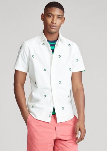 Ralph Lauren Classic Fit Palm Tree Shirt Bílé | OJR7AAmu