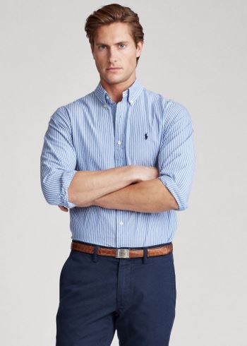 Ralph Lauren Classic Fit Seersucker Shirt Světle Blankyt Bílé | BfZurUqM