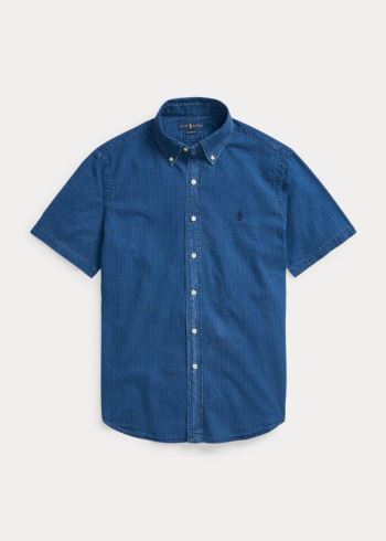 Ralph Lauren Classic Fit Seersucker Shirt Indigo | vvpM6neo