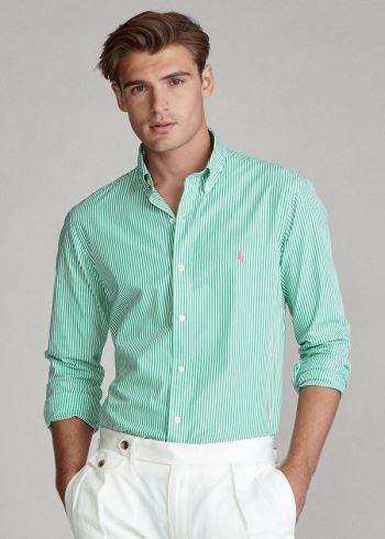 Ralph Lauren Classic Fit Striped Shirt Zelene Bílé | 84zFhX5T