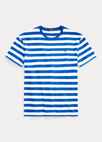 Ralph Lauren Classic Striped Jersey T-Shirt Blankyt Královská Modrá Bílé | vQh32VoG