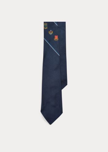 Ralph Lauren Crest Silk Club Tie Tmavě Blankyt | O9gF8Q6Q