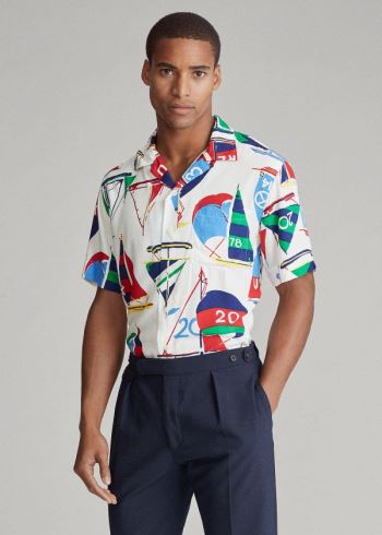 Ralph Lauren Custom Fit Sailboat Shirt Bílé Viacfarebný | 6OfzRd11