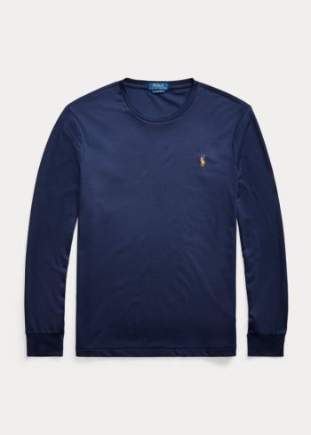 Ralph Lauren Custom Slim Soft Bavlněné Tee Tmavě Blankyt | Od3q0aAm