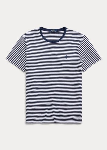 Ralph Lauren Custom Slim Striped T-Shirt Bílé Tmavě Blankyt | vmxOIWmM