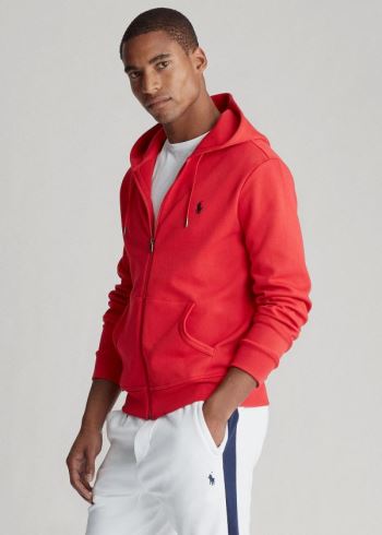 Ralph Lauren Double-Knit Full-Zip Hoodie Červené | xuOjkAZj