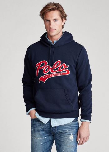 Ralph Lauren Double-Knit Logo Hoodie Tmavě Blankyt | 4SSxcX9T