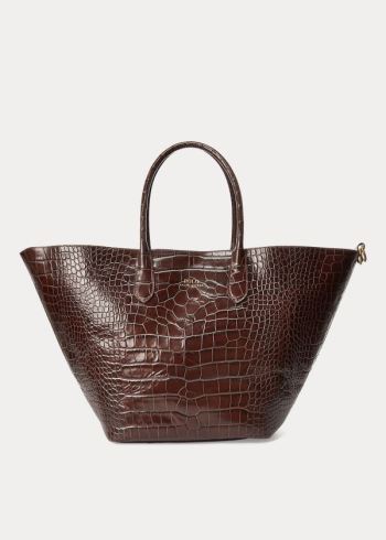 Ralph Lauren Embossed Large Bellport Tote Čokolády | MZbMgaSf