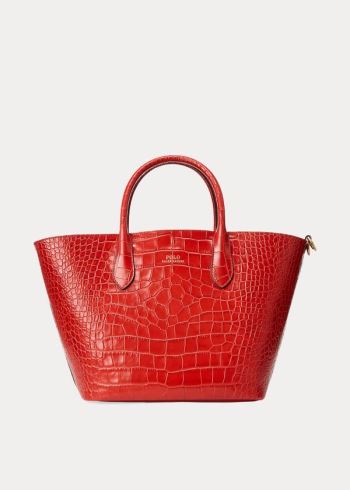 Ralph Lauren Embossed Medium Bellport Tote Červené | HTRHpCDC