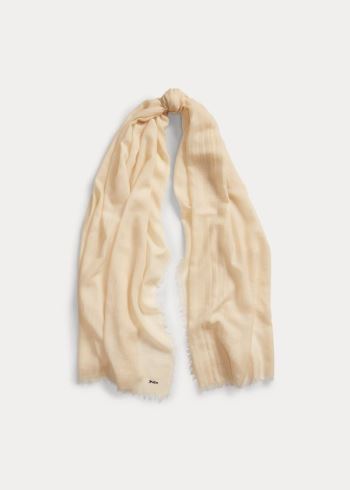 Ralph Lauren Fringe Wool-Blend Scarf Bílé | EaTzcyaS