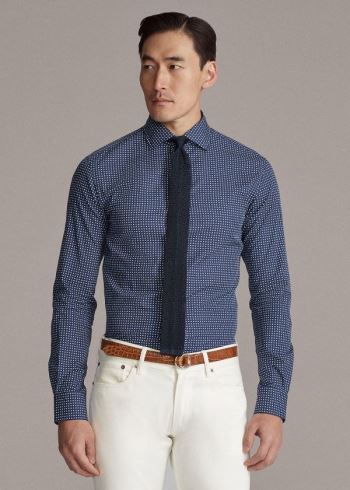 Ralph Lauren Geometric-Print Shirt Blankyt Bílé | aqKDBzfL