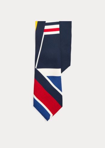 Ralph Lauren Geometric-Print Silk Tie Tmavě Blankyt Červené Zelene Žluté | pgGR1boi