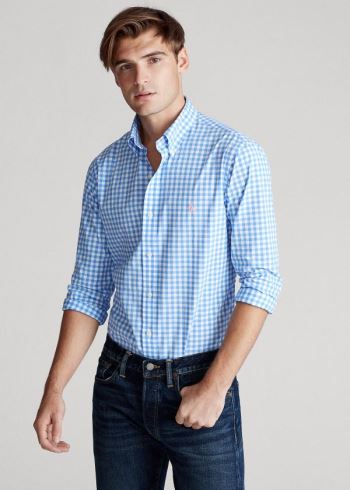 Ralph Lauren Gingham Poplin Shirt Světle Blankyt Bílé | xNPFebTA