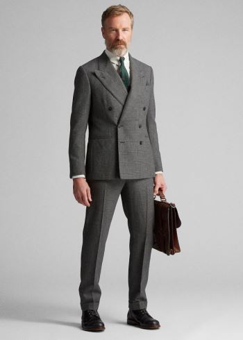 Ralph Lauren Glen Plaid Wool Suit Jacket Černé Šedé | tuheeiui