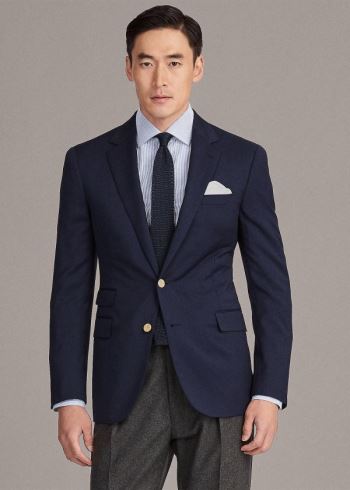 Ralph Lauren Gregory Notch-Lapel Blazer Tmavě Blankyt | Jn7ccnHL