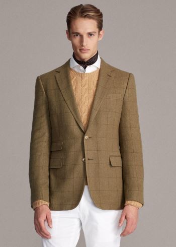 Ralph Lauren Gregory Windowpane Sportovní Coat Olivy Zelené | HvJ7WeWe