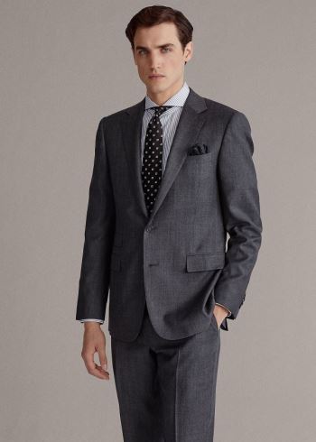 Ralph Lauren Handmade Wool Sharkskin Suit Tmavě Šedé | mFjqtMoP