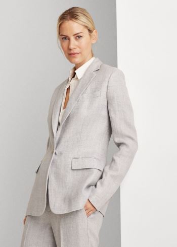 Ralph Lauren Herringbone Linen Blazer Světle Blankyt | Hw62Etr1