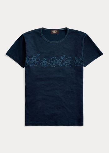 Ralph Lauren Indigo Hibiscus Jersey T-Shirt Indigo | L4avi81Q