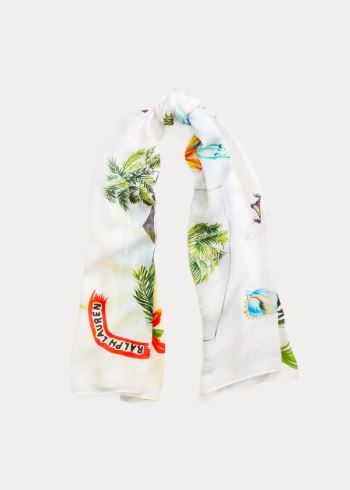 Ralph Lauren Jamaica-Print Wrap Scarf Bílé Viacfarebný | 6wqE8gxg