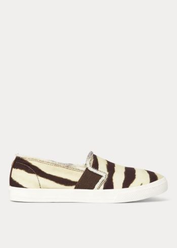 Ralph Lauren Jinny Zebra Slip-On Sneakers Krém Káva | QdIBh96L