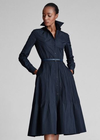 Ralph Lauren Karly Taffeta Shirtdress Světle Tmavě Blankyt | hGOZ3pS2