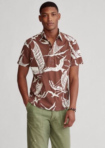 Ralph Lauren Kon-Tiki Poplin Popover Shirt Hnědožlutý Bílé | oqzqA2K9