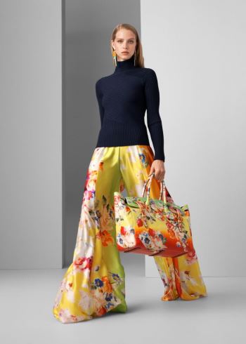 Ralph Lauren Kyrah Floral Silk Palazzo Pant Růžové Žluté Zelene | QzBGg6sp