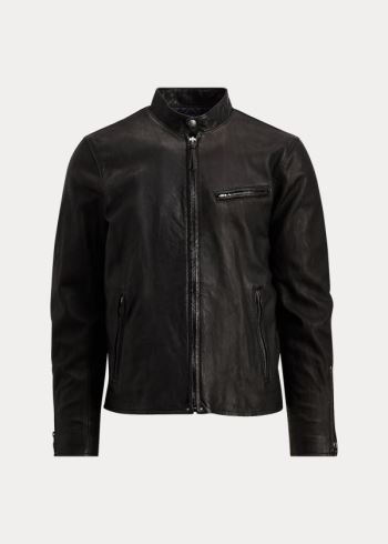 Ralph Lauren Lambskin Café Racer Jacket Černé | 9wJpJI0D