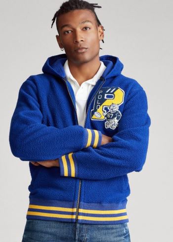 Ralph Lauren Letterman Hoodie Královská Modrá Blankyt | 08mksSY0