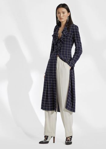 Ralph Lauren London Plaid Silk Shirtdress Tmavě Blankyt Krém | oCYEct10