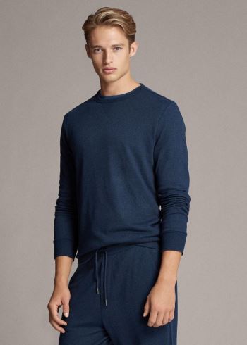 Ralph Lauren Long-Sleeve Crewneck T-Shirt Tmavě Blankyt | VC3TJtK4