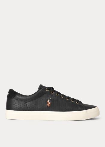 Ralph Lauren Longwood Læder Sneakers Černé | f07LQ3j0