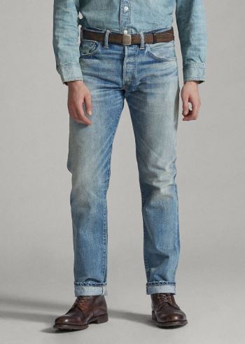 Ralph Lauren Low Straight Selvedge Jean Blankyt Blankyt Světle Modré | EyYiDcgD