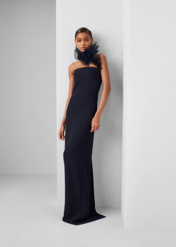 Ralph Lauren Lowell Tulle-Cady Gown Tmavě Tmavě Blankyt | HdCXEL1X