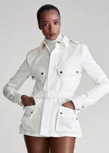 Ralph Lauren Lydie Belted Platene Jacket Krém | WBuTGq2h