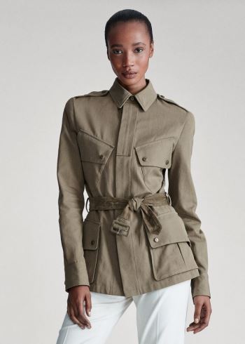 Ralph Lauren Lydie Belted Platene Jacket Zelene | gXgYC2NS