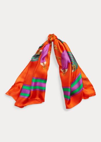 Ralph Lauren Madison Silk Twill Scarf Oranžové | qr4OjlWr