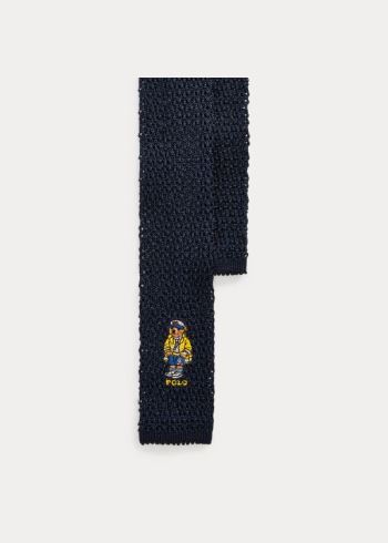 Ralph Lauren Nautical Bear Knit Silk Tie Tmavě Blankyt | 6FWbLreP