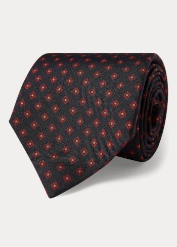 Ralph Lauren Neat-Print Silk Narrow Tie Černé | 0MOd5B62