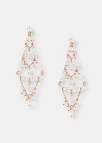 Ralph Lauren Pearl Chandelier Earrings Stříbrné | 2NyZrOid