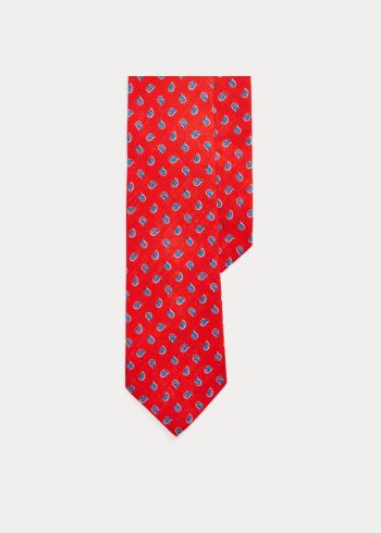 Ralph Lauren Pine-Print Linen Narrow Tie Červené | 7GiGB6vN