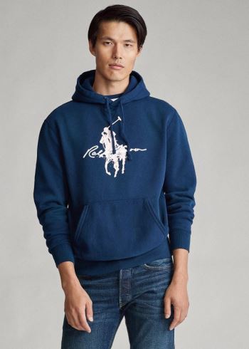 Ralph Lauren Pink Pony Fleece Hoodie Tmavě Blankyt | QNoFFZCX