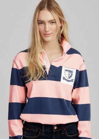 Ralph Lauren Pink Pony Jersey Rugby Shirt Tmavě Blankyt Růžové | h1SdDsnl