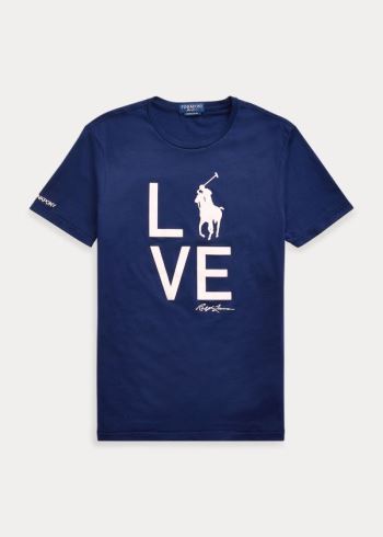 Ralph Lauren Pink Pony Live Love T-Shirt Tmavě Blankyt | T0tHHEc2